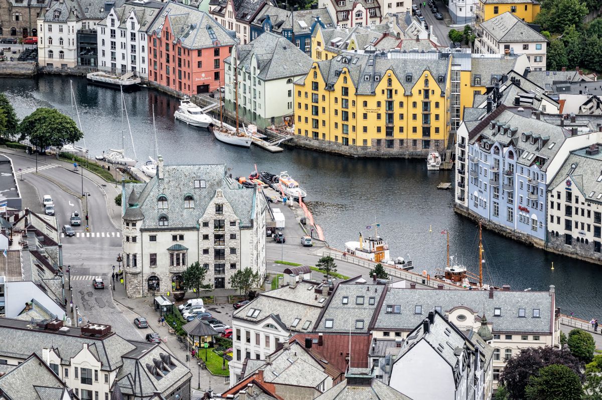High Angle View Of Boats Moored At Harbor In City