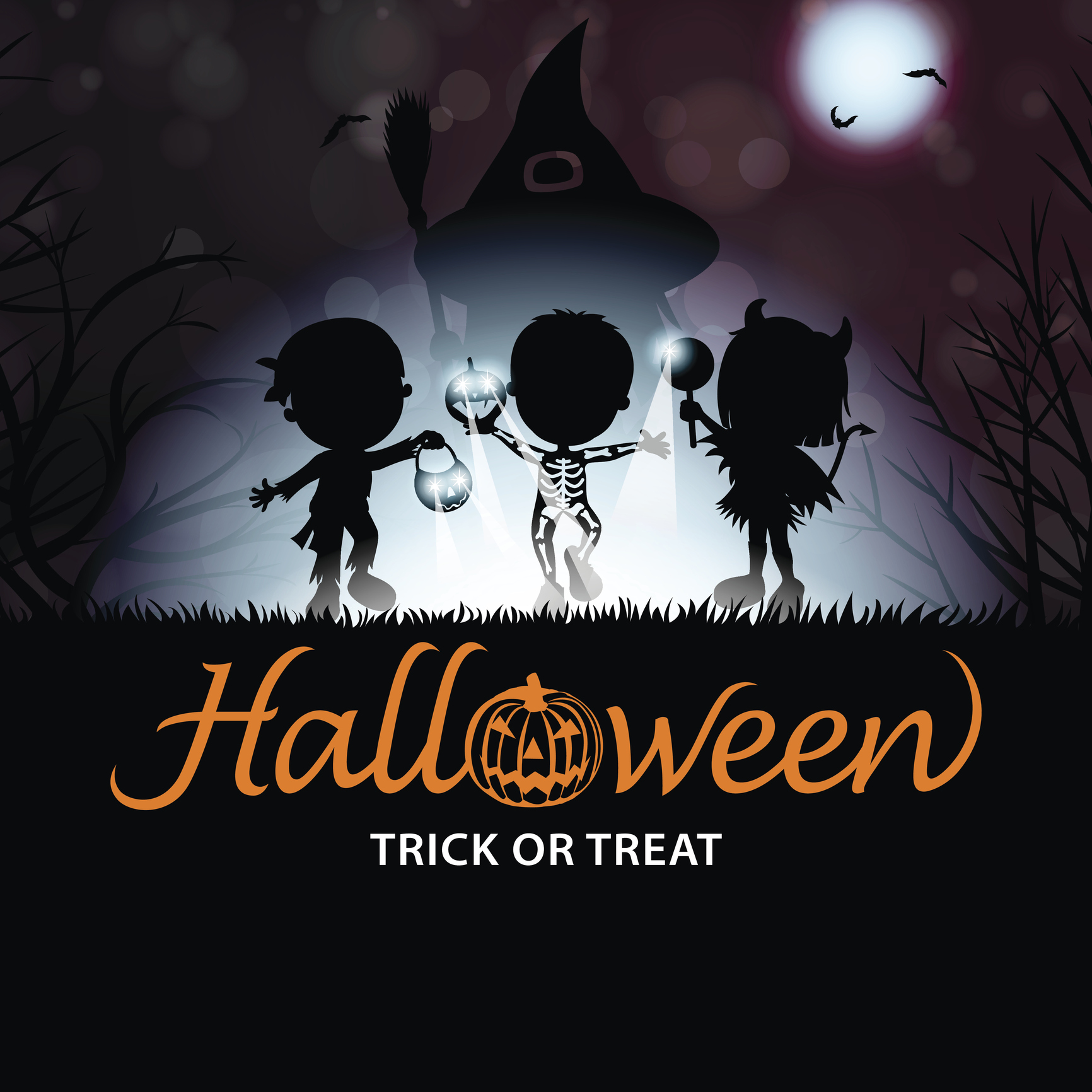 Halloween Trick or Treat Kids Silhouette